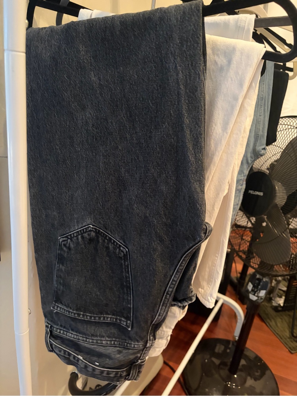 Agolde Black Washed High-Rise Straight Leg Jeans in Recess - Picture 7 of 7